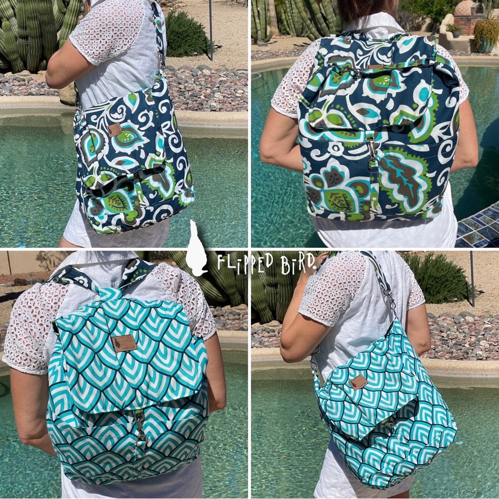 Flipped Bird⭐️BIRD ON A WIRE BACKPACK 4 in 1 Reversible Bag Retail $139